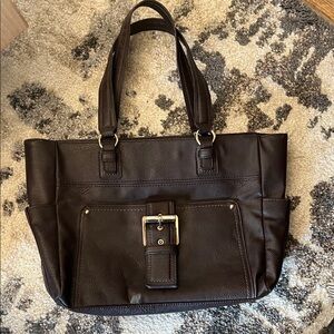 Liz Claiborne Dark Brown Leather Briefcase